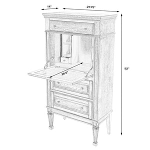 Butler Specialty Wordsworth Elegant Wood 4-drawer Secretary With Drop-front Writing Surface And Vintage Charm Pastel Green Rubberwood,Mdf,Cherry,Maple & Walnut Veneers 2126482-butler
