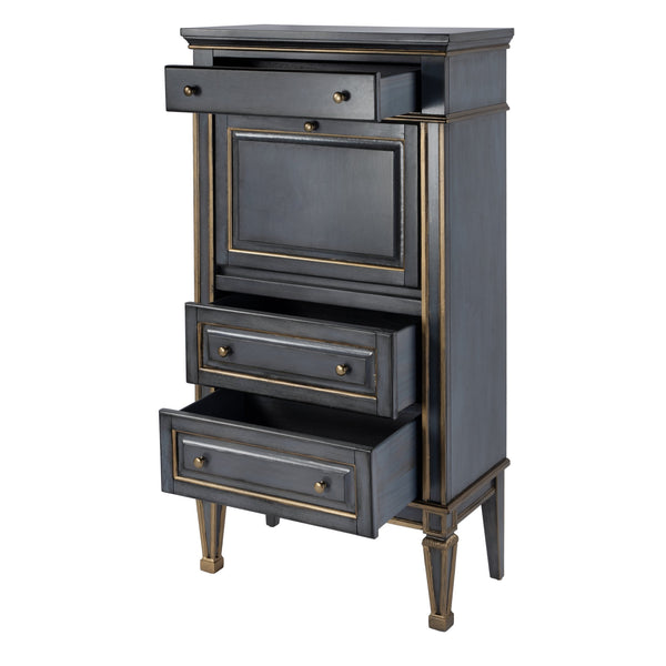 Butler Specialty Wordsworth Elegant Wood 4-drawer Secretary With Drop-front Writing Surface And Vintage Charm Pastel Blue Rubberwood,Mdf,Cherry,Maple & Walnut Veneers 2126483-butler
