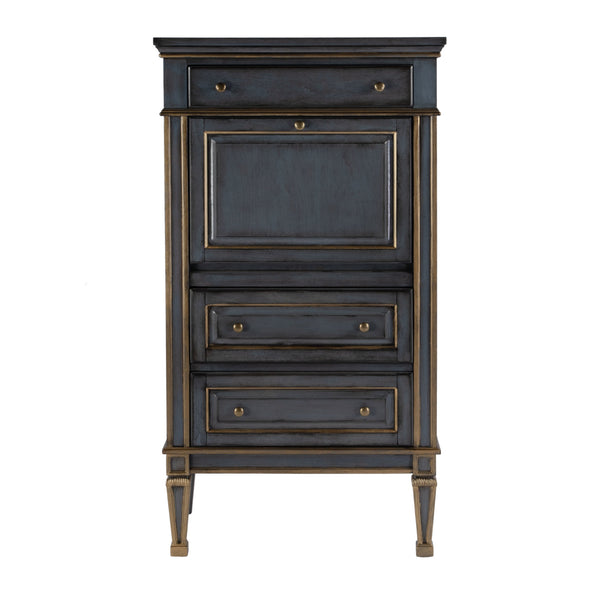 Butler Specialty Wordsworth Elegant Wood 4-drawer Secretary With Drop-front Writing Surface And Vintage Charm Pastel Blue Rubberwood,Mdf,Cherry,Maple & Walnut Veneers 2126483-butler