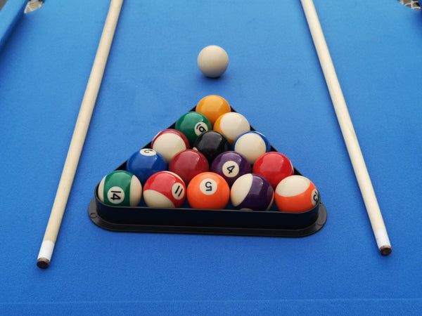 English Elm Pool Billiard Table Foldable Steel Frame Velvet Cloth Surface Home Game Room Black+Blue W1936P334778