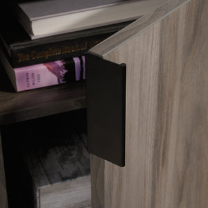 English Elm Credenza, Dark Gray finish – Spacious 65.25" storage buffet with adjustable shelves, cord management, drawers, versatile placement B356P367838