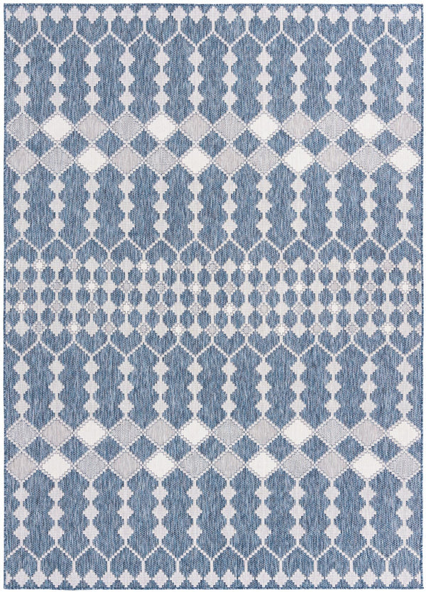 Unique Loom Outdoor Trellis Traliccio Machine Made Trellis Rug Blue, Ivory/Gray 7' 10" x 11' 0"