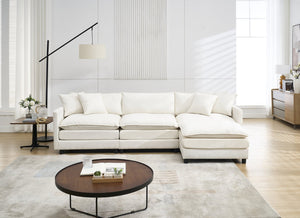 English Elm 108-inch Modular Chenille Sectional Sofa Deep Seated L Shape for Open Plan Living White W2795S00044