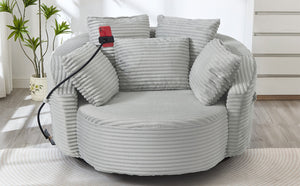 English Elm Swivel Barrel Accent Chair Chenille Tufted Round Club Seat for Living Room Lounge Light Grey N719S002320R