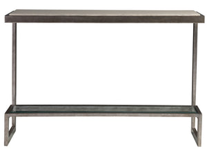 Lexington Artistica Home Soiree Console - Contemporary Elegance With Antiqued Silver Metal Base And Unique White Oak Finish Silver Leaf Wood 2128-967