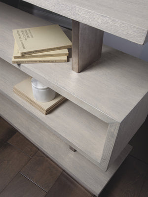 Lexington Artistica Home Soiree Low Bookcase – Unique Mixed Media Design With Antiqued Silver Leaf Finish And White Oak Shelves Silver Leaf Wood 2128-989