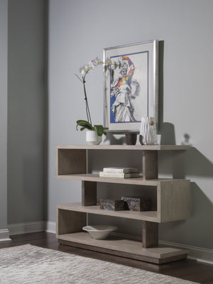 Lexington Artistica Home Soiree Low Bookcase – Unique Mixed Media Design With Antiqued Silver Leaf Finish And White Oak Shelves Silver Leaf Wood 2128-989