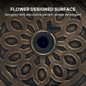English Elm Umbrella Stand Resin Concrete Base with Lotus Relief Bronze Finish for Patio Decks T3971P427472