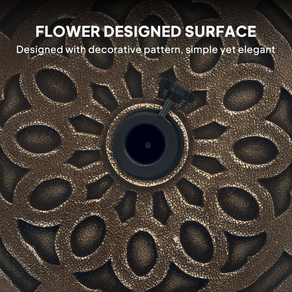 English Elm Umbrella Stand Resin Concrete Base with Lotus Relief Bronze Finish for Patio Decks T3971P427472