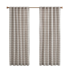 English Elm 1 Pcs Insulated Plaid Curtain Panel 50X108" With Fleece Lining For Cozy Energy Efficiency In Brown B035P319833