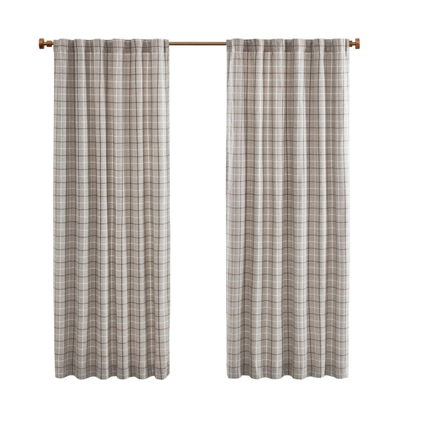 English Elm 1 Pcs Insulated Plaid Curtain Panel 50X108" With Fleece Lining For Cozy Energy Efficiency In Brown B035P319833