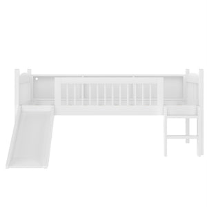 English Elm Twin Xl Solid Pine Loft Bed with Built-in Led Lighting and Storage Shelves Light White W1580S00364