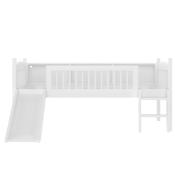 English Elm Twin Xl Solid Pine Loft Bed with Built-in Led Lighting and Storage Shelves Light White W1580S00364