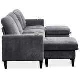 English Elm Chenille Sectional Sofa, U Shaped Sofa Couch With High Density Memory Foam, 4 Seat Comfy Modular Sofa Couch For Living Room, Modern U Shaped Sectional Sofa,U Shaped-Dark Grey