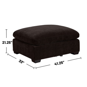 English Elm Rectangular Upholstered Tufted Ottoman with Grid Stitch Detailing for Cozy Lounging and Coffee Table Use Chocolate B016P370167