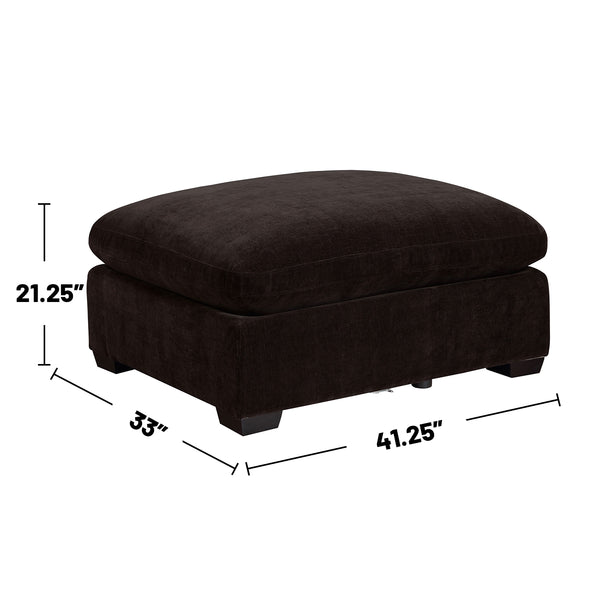 English Elm Rectangular Upholstered Tufted Ottoman with Grid Stitch Detailing for Cozy Lounging and Coffee Table Use Chocolate B016P370167