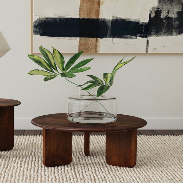 English Elm Columbo Brown Round Coffee Table - Rustic Modern Design, Durable Wood, Spacious Surface For Living Rooms B062P375426