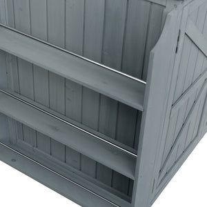 English Elm K&k Rolling Outdoor Kitchen Island Solid Fir Wood Stainless Steel Top Storage Cabinet Grey+Blue N707P370287G