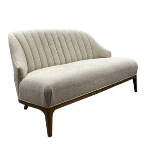 Inga Settee - Elegant Crhom Nona Oatmeal Upholstered Sofa on Solid White Oak Frame, Modern Design