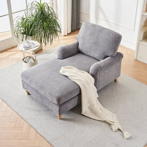 English Elm Modern Mid-Century Oversized Chaise Lounger Sofa Bed with Solid Wood Legs, Deep Seat Comfort Sleeper Grey W2363S00070