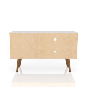 Manhattan Comfort Liberty Mid-Century Modern TV Stand White and Aqua Blue 212BMC63