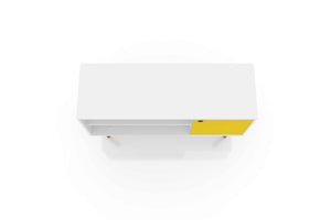 Manhattan Comfort Liberty Mid-Century Modern TV Stand White and Yellow 212BMC64