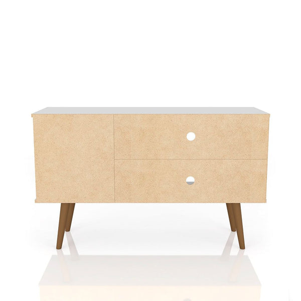 Manhattan Comfort Liberty Mid-Century Modern TV Stand White and Yellow 212BMC64