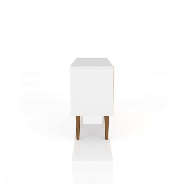 Manhattan Comfort Liberty Mid-Century Modern TV Stand White and Rustic Brown 212BMC69