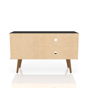 Manhattan Comfort Liberty Mid-Century Modern TV Stand Rustic Brown and Aqua Blue 212BMC93