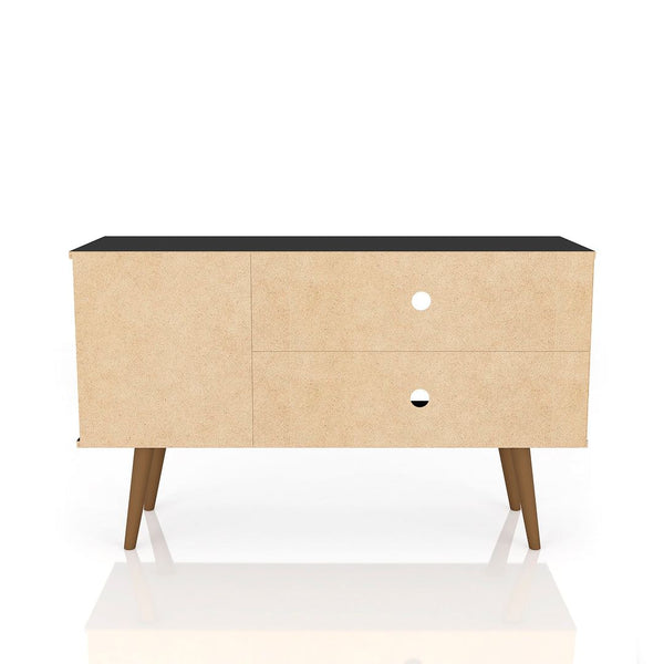 Manhattan Comfort Liberty Mid-Century Modern TV Stand Rustic Brown and Aqua Blue 212BMC93