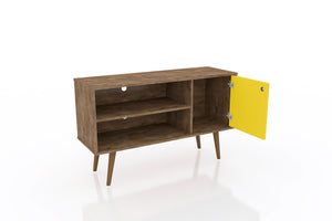 Manhattan Comfort Liberty Mid-Century Modern TV Stand Rustic Brown and Yellow 212BMC94