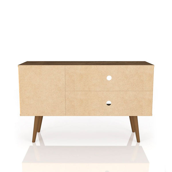 Manhattan Comfort Liberty Mid-Century Modern TV Stand Rustic Brown and Yellow 212BMC94