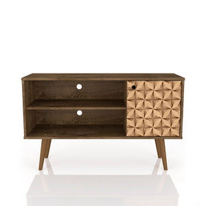 Manhattan Comfort Liberty Mid-Century Modern TV Stand Rustic Brown and 3D Brown Prints 212BMC97