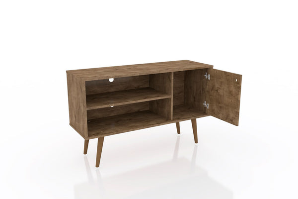 Manhattan Comfort Liberty Mid-Century Modern TV Stand Rustic Brown and 3D Brown Prints 212BMC97