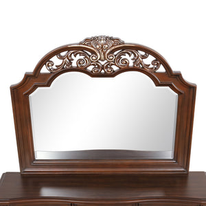 English Elm Lyon Grand Beveled Mirror 48"H x 54"W with Hand-Applied Wood Finish and Gold Crown Accents Cherry 51 L x 4 W x 57 H B078P301576