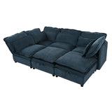 English Elm Double-Layer Cushion Modern Large U-Shaped Modular Sofa, Freely Combinable 6-Seater With Storage Function, Convertible To Sofa Bed, Perfect For Living Rooms, Offices, and Apartments