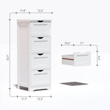 English Elm Modern Sturdy Wooden Storage Cabinet,Free Standing Bathroom Cabinet With 4 Drawers - Suitable For Bedroom, Living Room, Office, Bathroom White