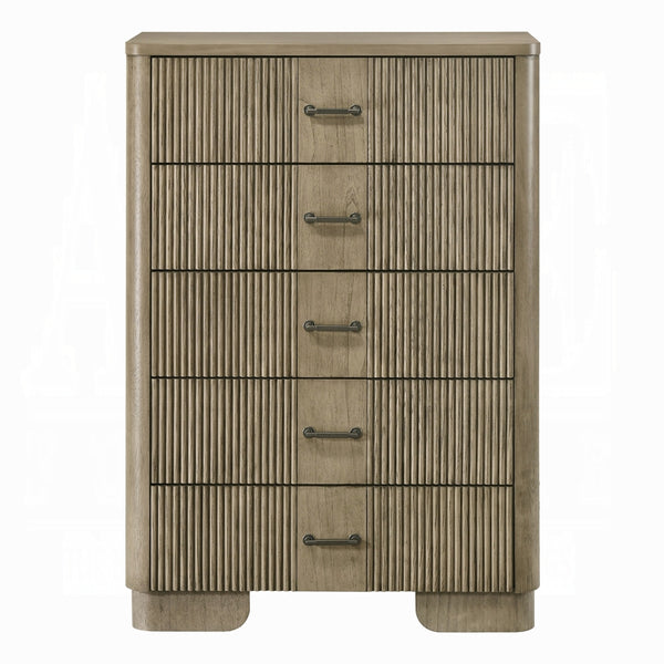 English Elm 1pc Transitional 6-Drawer Dresser in Antique Finish with Reeded Fronts, Felt-Lined Top, Metal Glides Oak 38 L x 21 W x 51 H B2741P408066