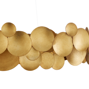 Lavengro Stunning Gold Leaf Chandelier - Modern Wrought Iron Design with LED & Adjustable Height