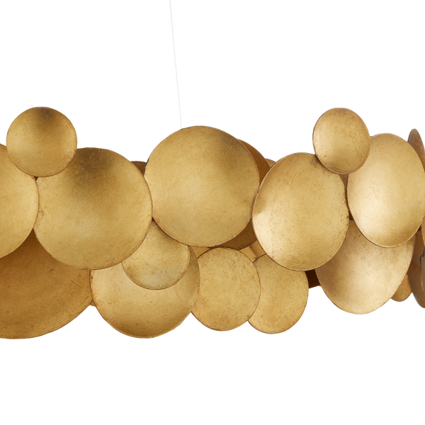 Lavengro Stunning Gold Leaf Chandelier - Modern Wrought Iron Design with LED & Adjustable Height