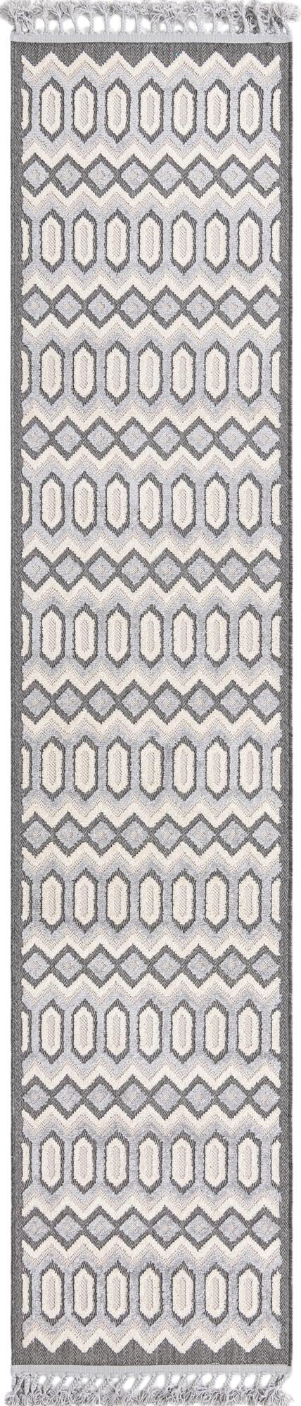 Unique Loom Arlo JJ Machine Made Tribal Rug Charcoal, Ivory/Gray 2' 7" x 12' 2"