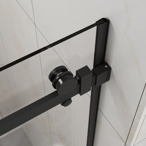 English Elm Goodyo 60"X72" Frameless Sliding Shower Door - Sleek Matte Black Tempered Glass & Easy-Clean Design D163118740
