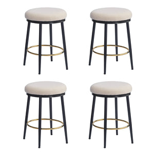 English Elm Christopher Knight Home® - 24.75'' Modern Backless Counter Stools Set Of 4 – Plush Velvet Seats, Sturdy Iron Frame, Gold Footrest N780P189729W-2