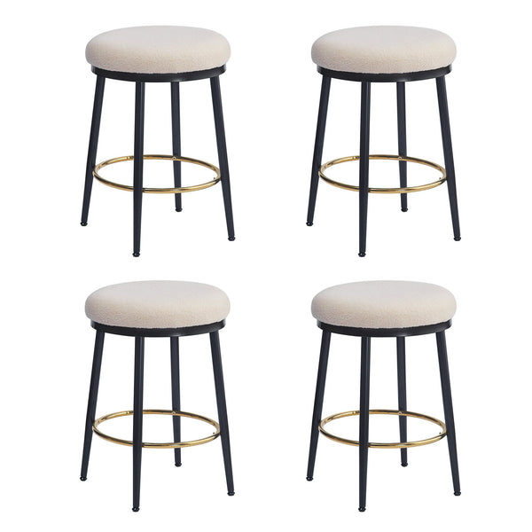 English Elm Christopher Knight Home® - 24.75'' Modern Backless Counter Stools Set Of 4 – Plush Velvet Seats, Sturdy Iron Frame, Gold Footrest N780P189729W-2