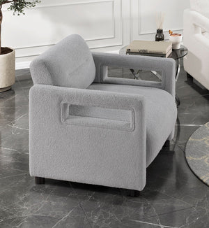 English Elm Luxury Modern Boucle Accent Chair with Plywood Frame, Pocket Coil Support, Foam Padding, 300lb Capacity Gray 30 L x 25 W x 19.5 H B011P304427