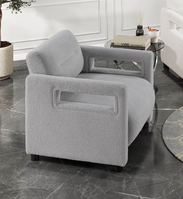 English Elm Luxury Modern Boucle Accent Chair with Plywood Frame, Pocket Coil Support, Foam Padding, 300lb Capacity Gray 30 L x 25 W x 19.5 H B011P304427