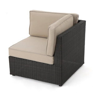 English Elm Christopher Knight Home® - SANTA SANTA CRUZ Corner & Table Set — PE Rattan Patio Sofa with Water-Resistant Cushions, No Assembly Required Dark Brown 52977.00SETIRN