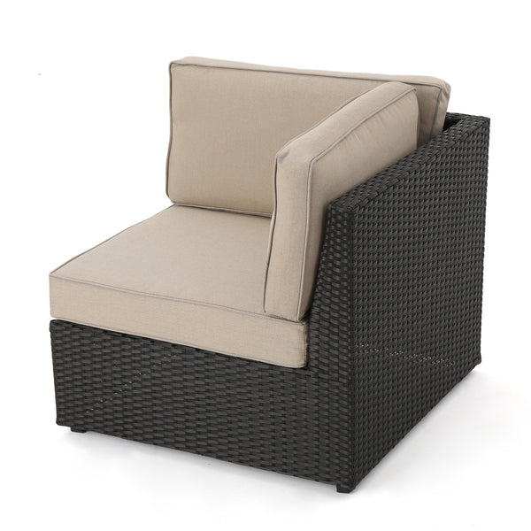 English Elm Christopher Knight Home® - SANTA SANTA CRUZ Corner & Table Set — PE Rattan Patio Sofa with Water-Resistant Cushions, No Assembly Required Dark Brown 52977.00SETIRN