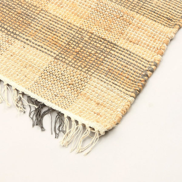 English Elm Area Jute Cotton Flatweave Rug Handwoven Gray Plaid for Living Room or Entryway B346P321260