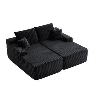 English Elm 75" Cloud Sectional with Double Chaise Deep Seat Plush Upholstered Modern Lounge Sofa W3975S00057